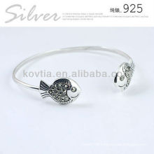 Lovely fish shape bangle girls friendship sterling silver bracelet